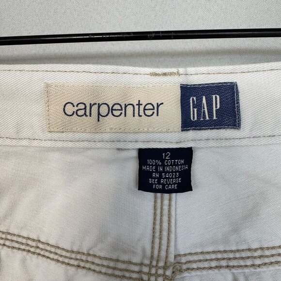 90s Vintage Gap 100% Cotton Bone Carpenter Mid Rise Straight Leg Jeans Size 10 - Picture 14 of 15